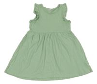 Svetlozelené bavlnené šaty s volánikmi H&M