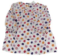Biela blúzková á tunika s bodkami Vertbaudet