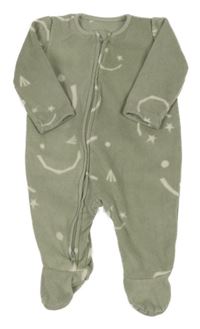 Khaki fleecový overal so smajlíkmi George