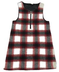 Červeno-čierno-biele kockované vlnené šaty F&F