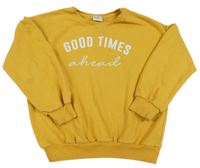 Okrová oversize mikin s nápisom F&F