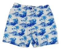 Bielo-modré plážové kraťasy s palmami LC Waikiki