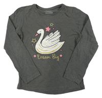 Šedé triko s labutí Primark