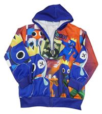 Tmavomdro-červená propínací mikina Rainbow Friends s kapucňou