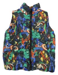 Čierna šušťáková zateplená vesta s hrdinami H&M