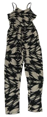 Čierno-smetanovo/světlešedý vzorovaný nohavicový overal M&Co