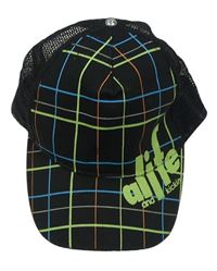 Čierno-farebná kockovaná plátěno/síťovaná šiltovka s logom alife