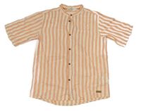 Smetanovo-oranžová pruhovaná ľanová košeľa H&M