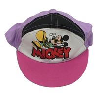 Levandulovo-černo-bílo-růžová plátěná kšiltovka s Mickey Disney