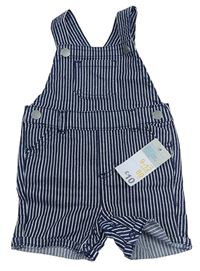 Tmavomodro-bílé pruhované riflové laclové kraťasy PRIMARK