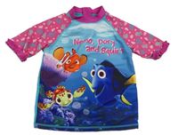Modro-tmavomodro/růžovo-modrozelené UV tričko s DORY a NEMEM zn. Disney