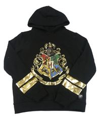 Černá mikina s erbem - Harry Potter a zlatými pruhy a kapucí C&A