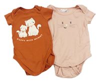 2x - Body - Medové s kočičkami C&A + světlerůžové s čumáčkem Ergee