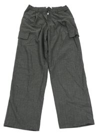 Tmavošedé pruhované vzorované cargo kalhoty ZARA