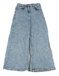 Svetlomodré plesňové wide leg slim crop rifle S. Oliver