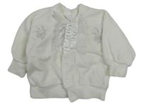 Smotanová zamatová prepínaci mikina s kvietkami s mašľami a volánikmi C&A