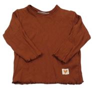 Čokoládové žebrované triko se srdíčkem Ergee