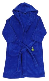 Zafírový plyšový župan so žabičkou a kapucňou alive
