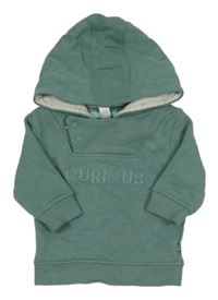 Olivová mikina s nápisom a kapucňou OBaïBi