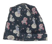 Tmavomodrá šmoulí oboustranná čepice s pony