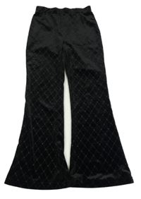 Čierne rebrované flare nohavice