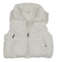 Biela prešívaná šušťáková zateplená crop vesta H&M
