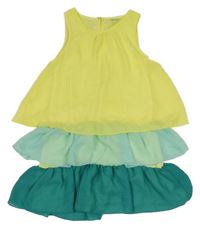 Žlto-mátovo-modrozelené vrstvené šifónové šaty Y.F.K.