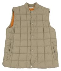 Béžovošedá prešívaná šušťáková zateplená vesta H&M