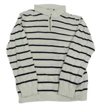 Smetanovo-čierny pruhovaný sveter s golierikom H&M