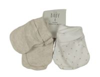 Nové - 4x - Rukavice - 2x - Světlebéžové melírované, 2x - bílé vzorované George