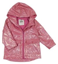 Růžová třpytivá nepromokavá jarní bunda s kapucí F&F