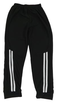 Čierne rebrované tepláky s bielymi pruhmi