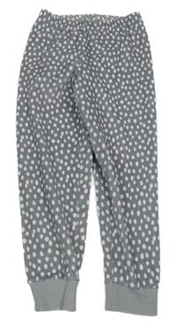 Šedo-bílé vzorované plyšové pyžamové kalhoty