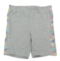 Sivé melírované legínové kraťasy s farebnými hviezdičkami Kiki&Koko