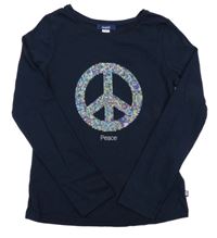 Tmavomodré tričko s flitrami OKaïdi