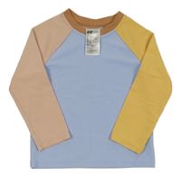 Modro-pudrovo-okrovo-hnedé rebrované tričko H&M
