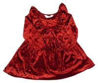 Červené lesklé zamatové šaty s volánikmi H&M