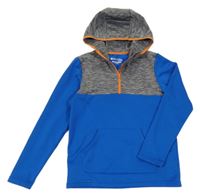 Cobaltově modro-šedá/melírovaná funkční sportovní mikina s kapsou a kapucí MOUNTAIN WAREHOUSE