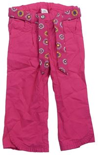 Ružové plátenné nohavice s kvetovaným opaskom S. Oliver