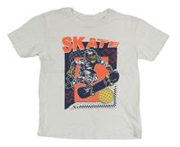 Bílé tričko s kosmonautem a skatem Primark