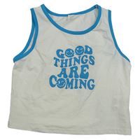 Biely crop top s nápisom so smajlíkmi Shein