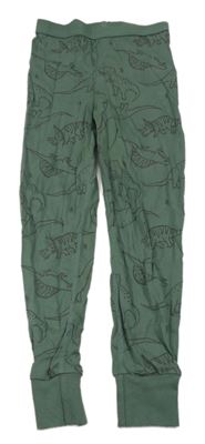 Khaki pyžamové nohavice s dinosaurami H&M