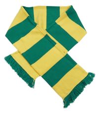 Zeleno-žltá pruhovaná šál s strapcemi