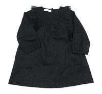 Černé třpytivé šaty s volánky Zara