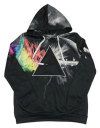 Černá mikina s potiskem a kapucí