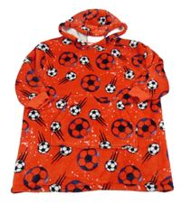 Červená chlupatá zateplená oversize mikina s míči a kapucí Dunnes