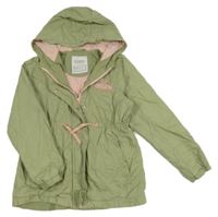 Zelená plátenná jarná bunda s nápisom a kapucňou LC Waikiki