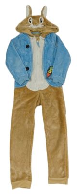 Hnědo-modrá chlupatá kombinéza s kapucí - Peter Rabbit M&S