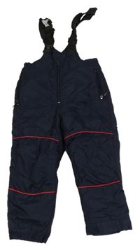 Tmavomodré šusťákové laclové oteplovačky