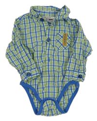 Modro-zeleno-bílé kostkované košilové body s kapsou s nášivkou Ergee